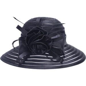 Womens Satin Ribbon Church Wedding Sun Wedding Occasion Hat